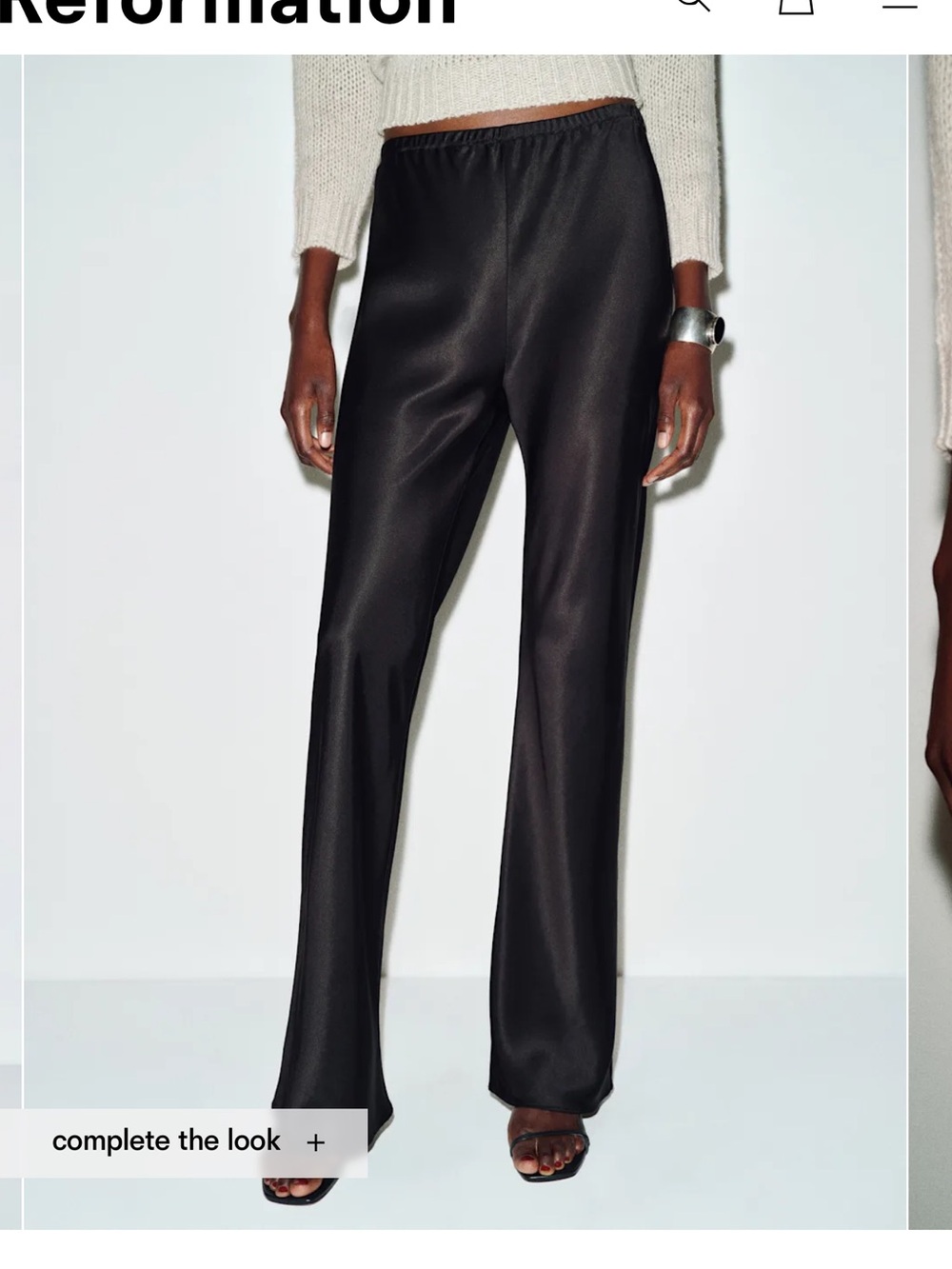 Reformation Black Satin Gale Pants